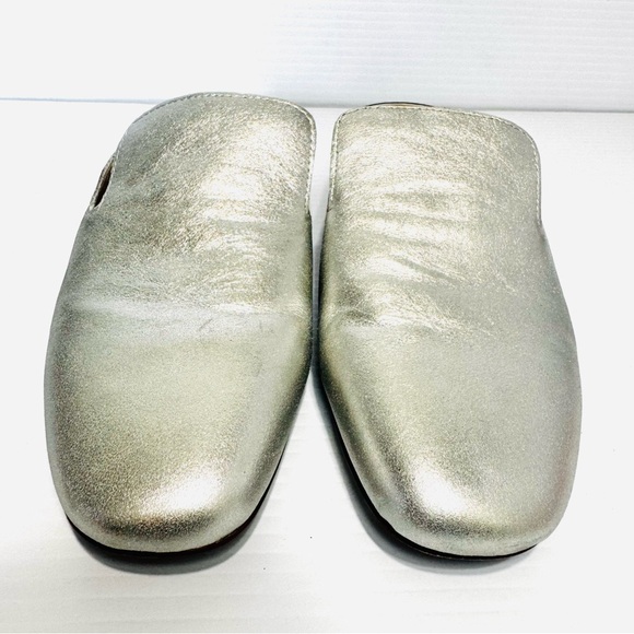 Madewell The Willa Silver Leather Mules Size 8 - Picture 5 of 13